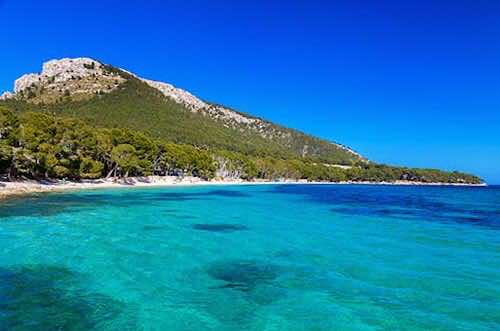 feinsandiger Strand am Ende der Bucht Cala Pi auf Mallorca