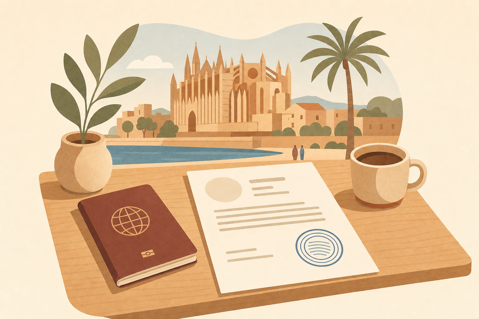 Spanisches NIE-Zertifikat mit Stempel auf einem Schreibtisch in Palma de Mallorca