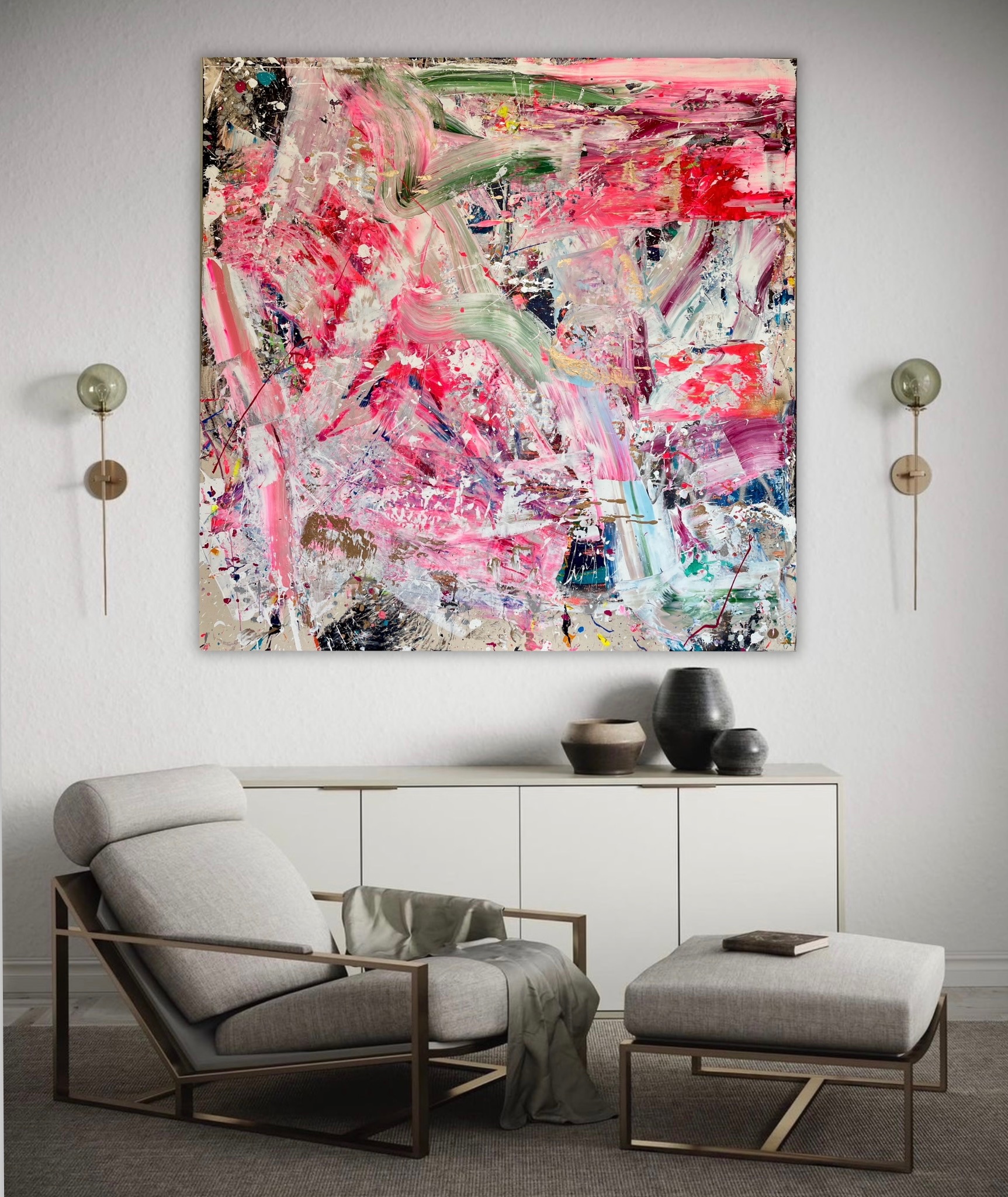 Großformatiges Original Kunstwerk 150x150 | Golden Juicy Summer 7