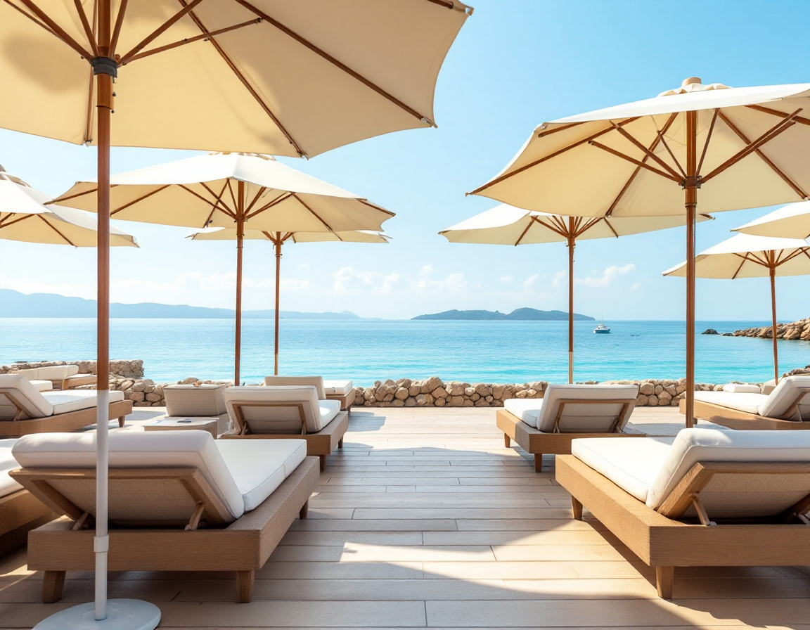 Tag im Beachclub an der Bucht von Palma — Daybed mit Meerblick